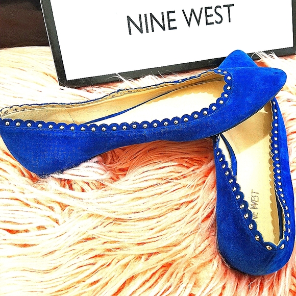 NINE WEST Women's Omlit Blue Suede Ballet Flats - Picture 9 of 9